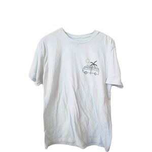 Wohven T-Shirt Mens Large Light Blue Van Print Cotton Crew Neck Shorts Sleeve